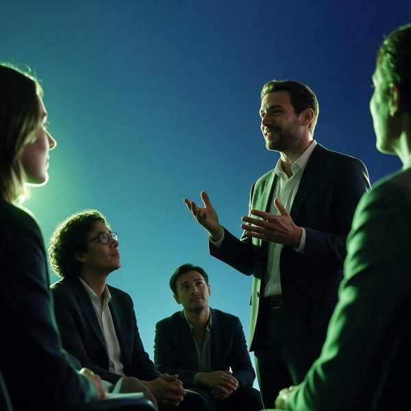 Grupo de pessoas conversando em pé